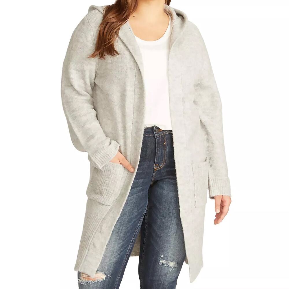 Vigoss Gray Long Hooded Cardigan Size 2X - Picture 10 of 12